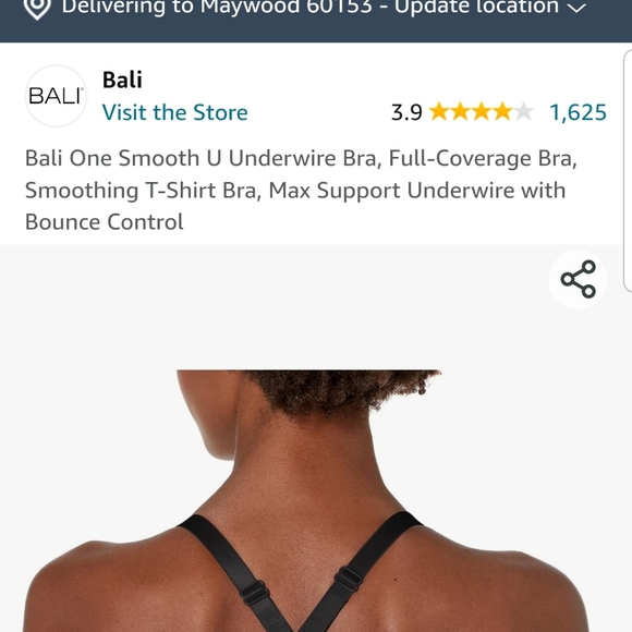 Bali One Smooth U Underwire Bra Full Coverage Smoothing Tshirt Bra NWT 44D - Picture 8 of 8